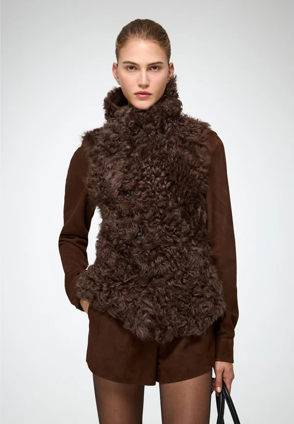 SOLENE - Waistcoat - dark brown