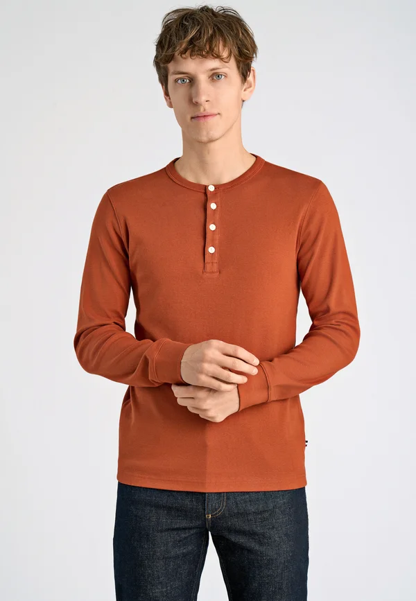 SOLID GRANDDAD - Long sleeved top - rust orange