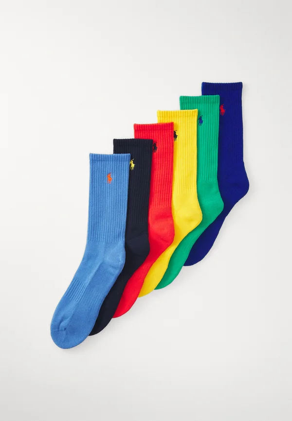 SOLIDS CREW SOCK 6 PACK - Socks - red/dark blue/green