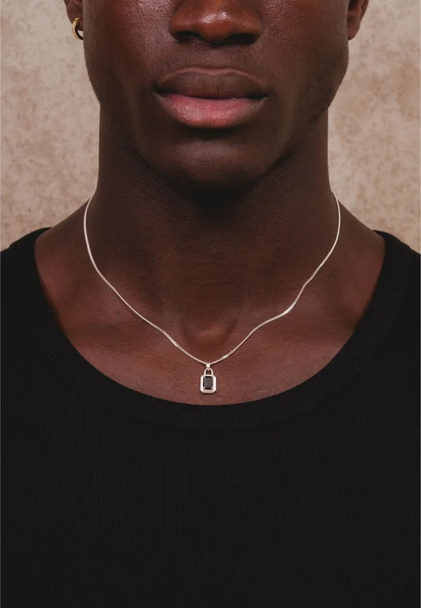 SOLITAIRE PENDANT ONYX UNISEX - Necklace - silver-coloured