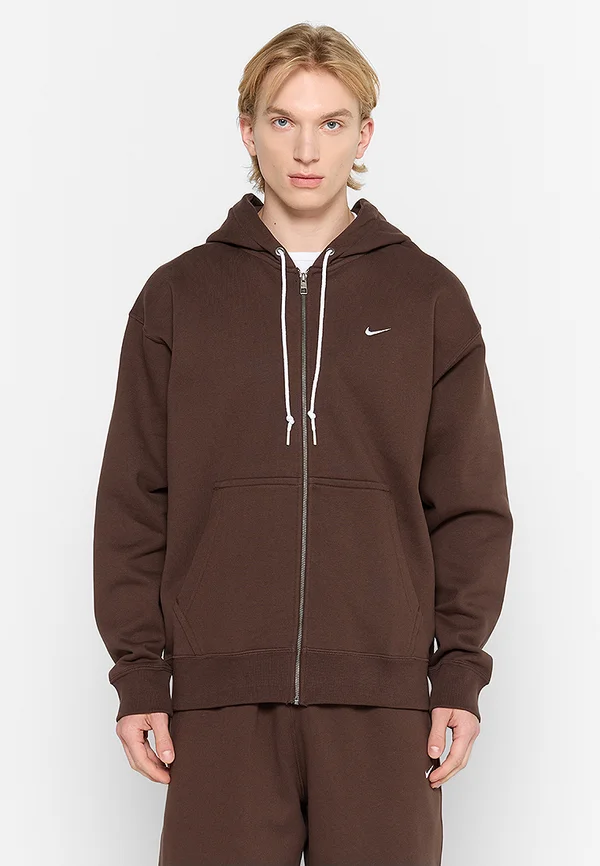 SOLO - Zip-up sweatshirt - brown white