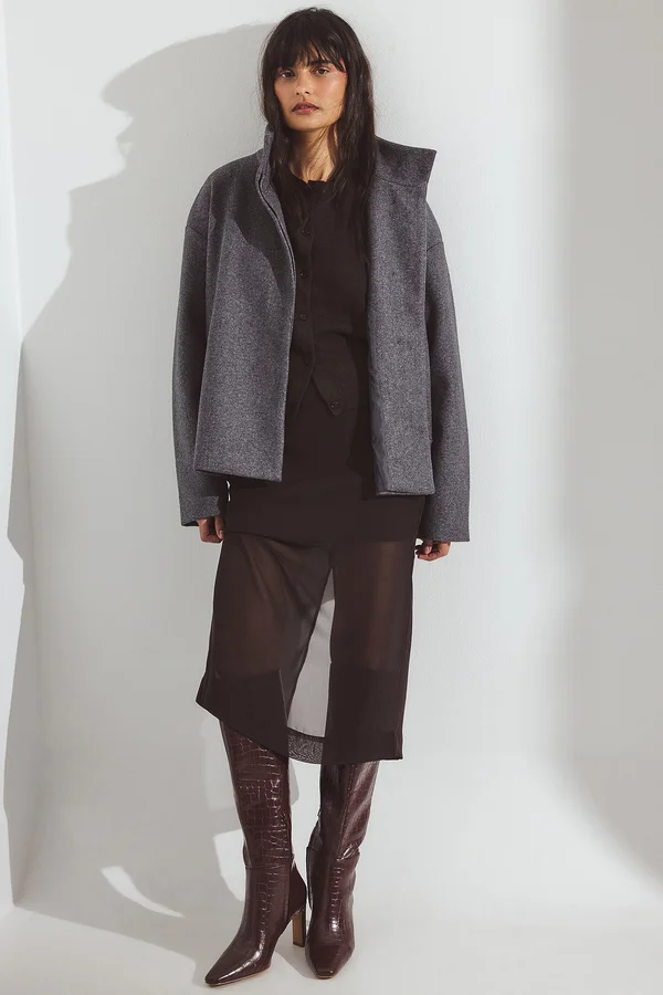 SQUARED TOE CROC PATTERN - High heeled boots - burgundy