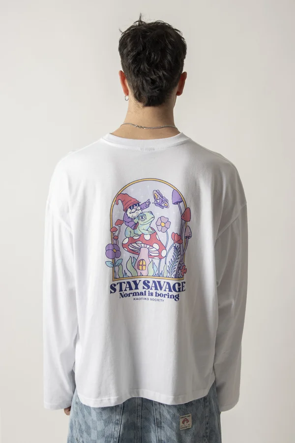 STAY SAVAGE UNISEX - Long sleeved top - white