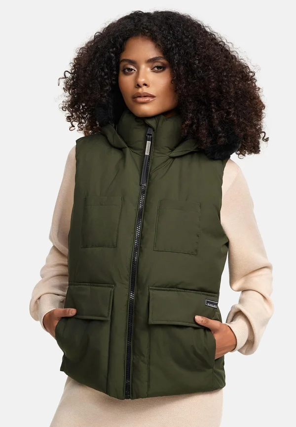 STEPP ZIMTHÄSCHEN XIV - Waistcoat - dark olive