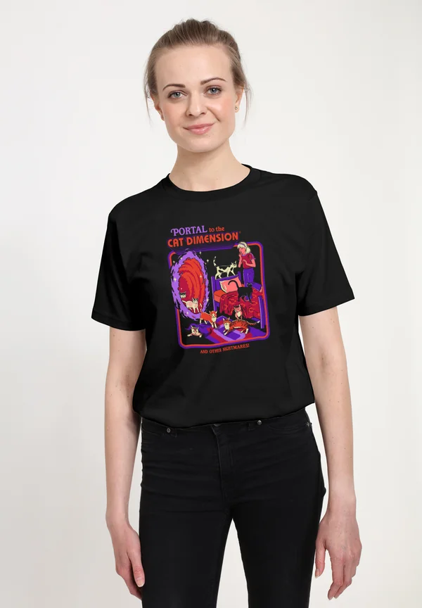 STEVEN RHODES CAT DIMENSION - Print T-shirt - black