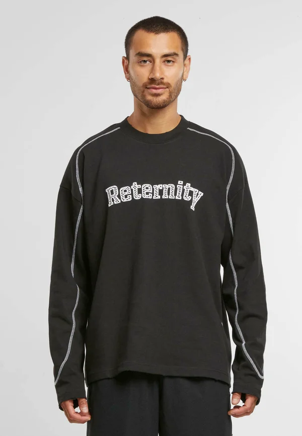STICHED  - Long sleeved top - black