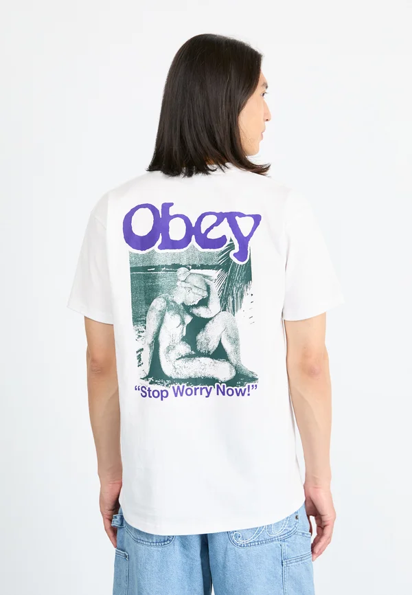 STOP WORRY NOW - Print T-shirt - white