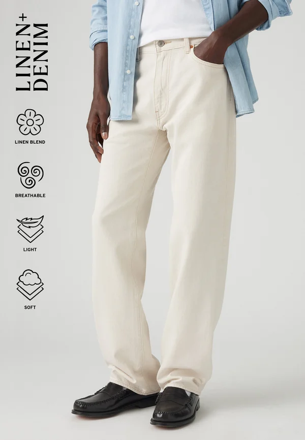 STRAIGHT  - Straight leg jeans - ecru fusion ltwt linen+ denim