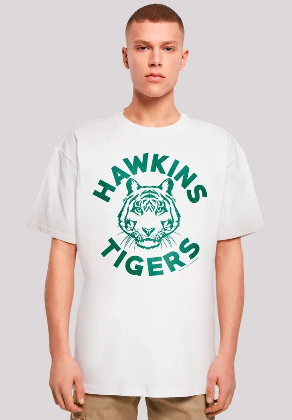 STRANGER THINGS HAWKINS TIGERS NETFLIX TV SERIES - Print T-shirt - weiß