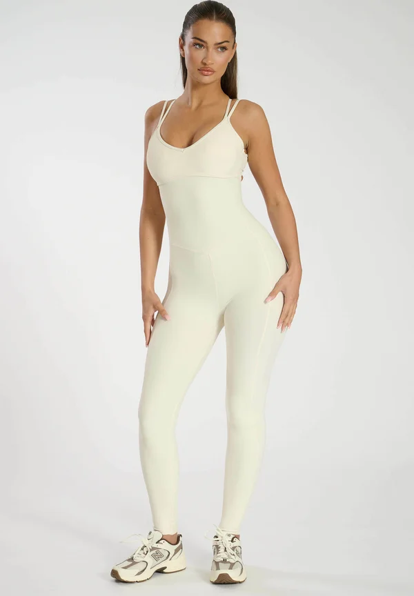 STRAPPY UNITARD - Gym suit - cream