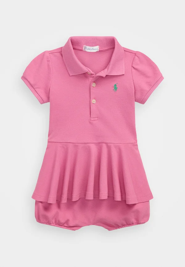 STRETCH MESH PEPLUM POLO SHORTALL - Jumpsuit - laguna pink/plato green