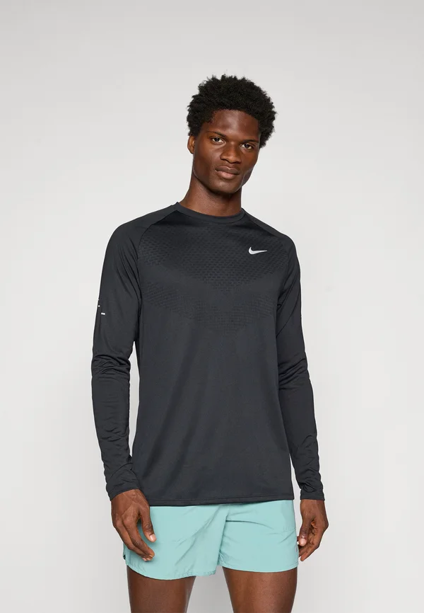 STRIDE TOP - Long sleeved top - black/reflective silver-coloured