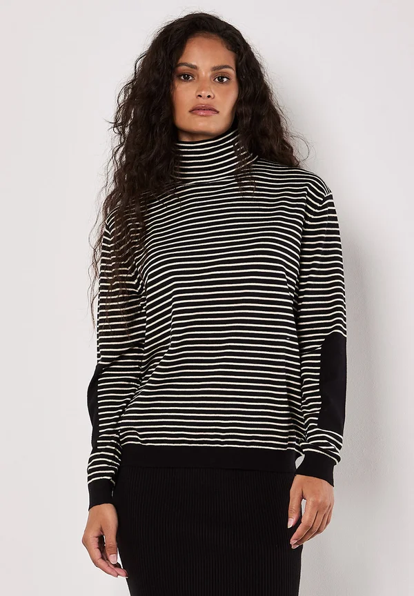 STRIPE AND PATCH - Jumper - black