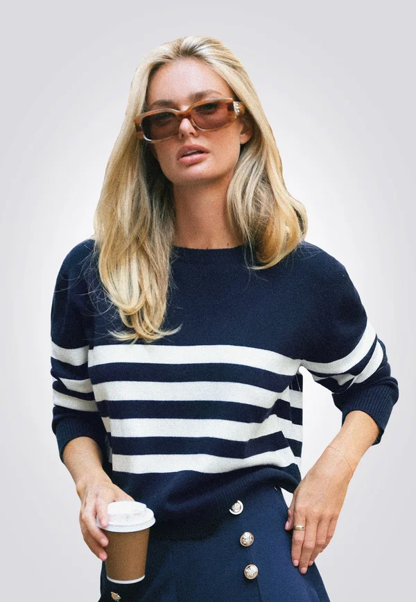 STRIPE LONG SLEEVE - Jumper - white navy