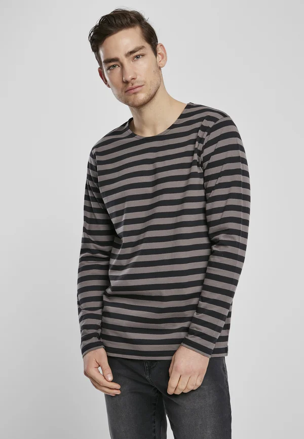 STRIPE LS - Long sleeved top - asphalt/black