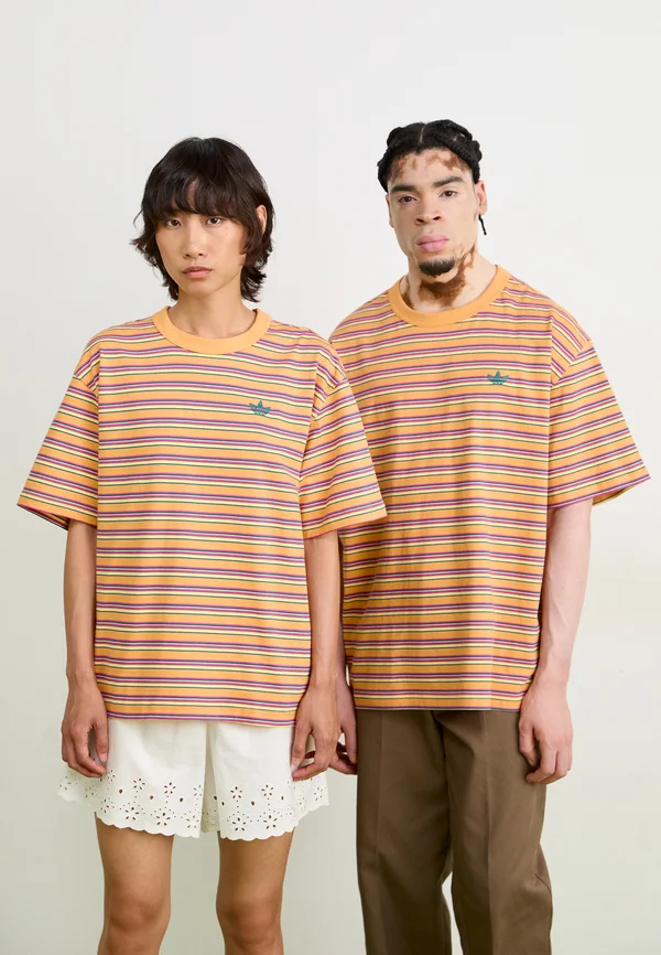 STRIPE TEE UNISEX - Print T-shirt - multicolor/tech green/almost yellow