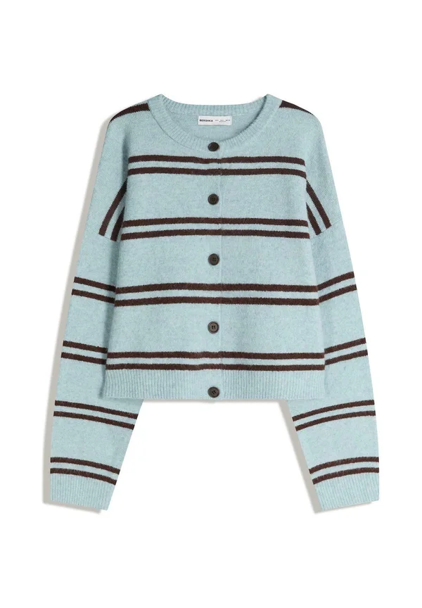 STRIPED BUTTON-UP - Cardigan - turquoise