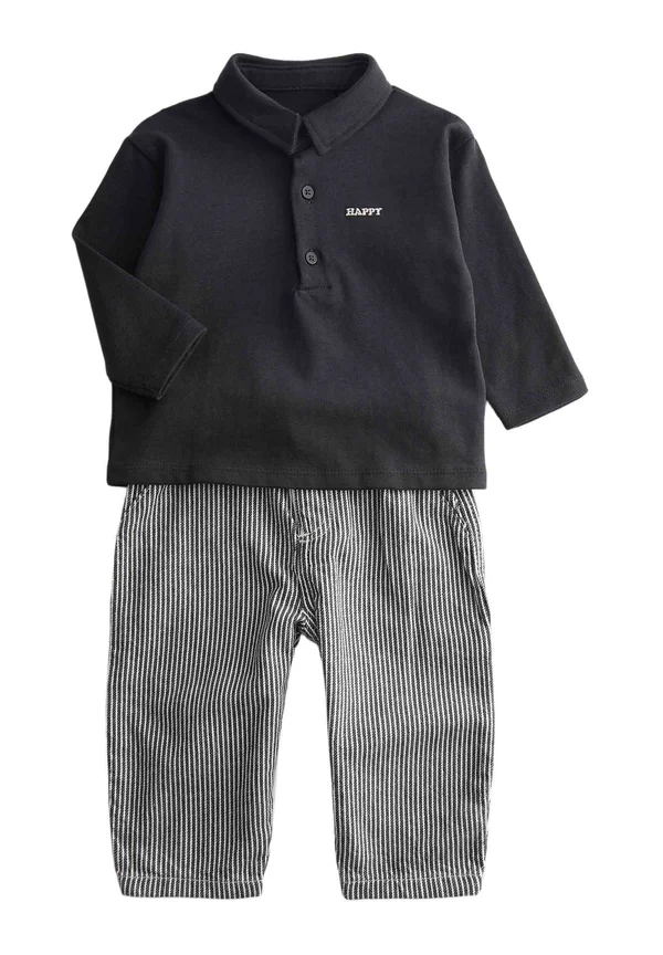 STRIPED SET - Trousers - charcoal mix