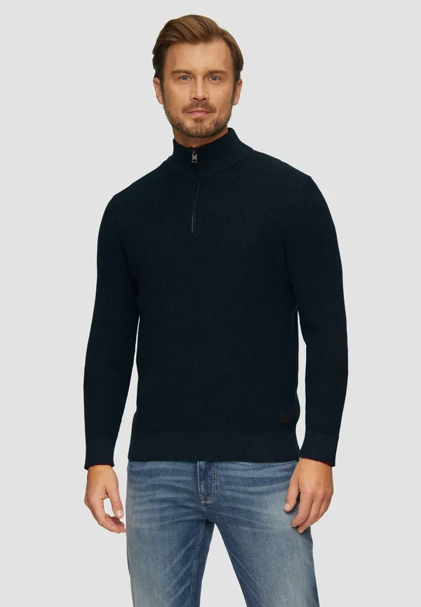 STRUKTURIERTER MIT TROYERKRAGEN - Jumper - navy