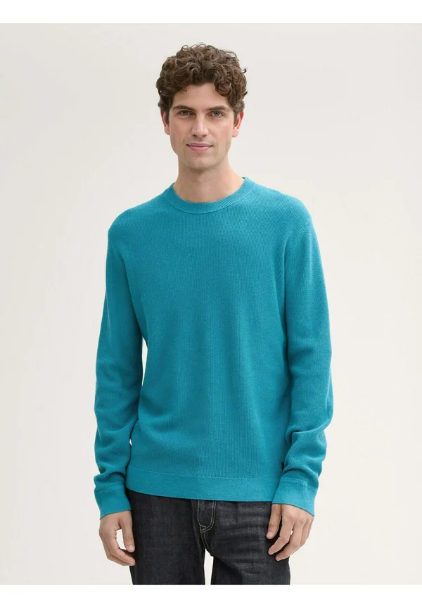 STRUKTURIERTER RUNDHALS - Jumper - turquoise blue melange