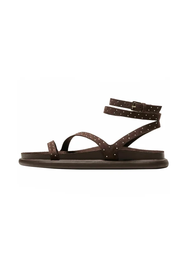 STUDDED - FLAT SLIDER - Sandals - camel