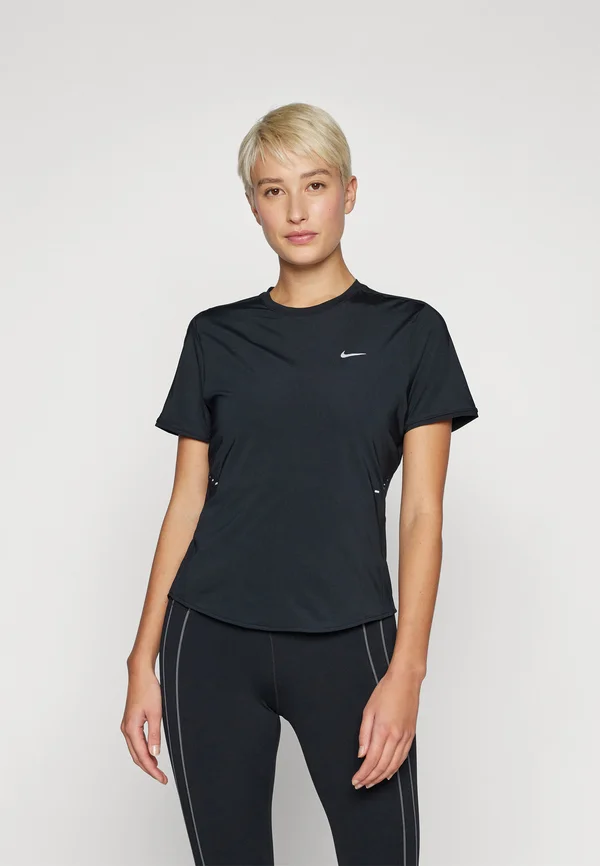 SWIFT TOP - Sports T-shirt - black/reflective silver