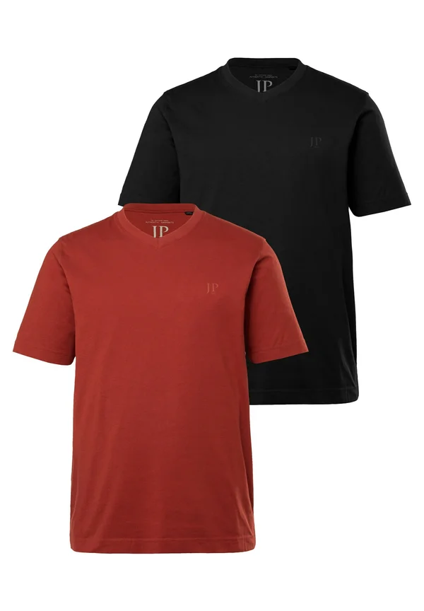 T-SHIRT 2ER PACK V-AUSSCHNIT HALBARM  - Basic T-shirt - brick red