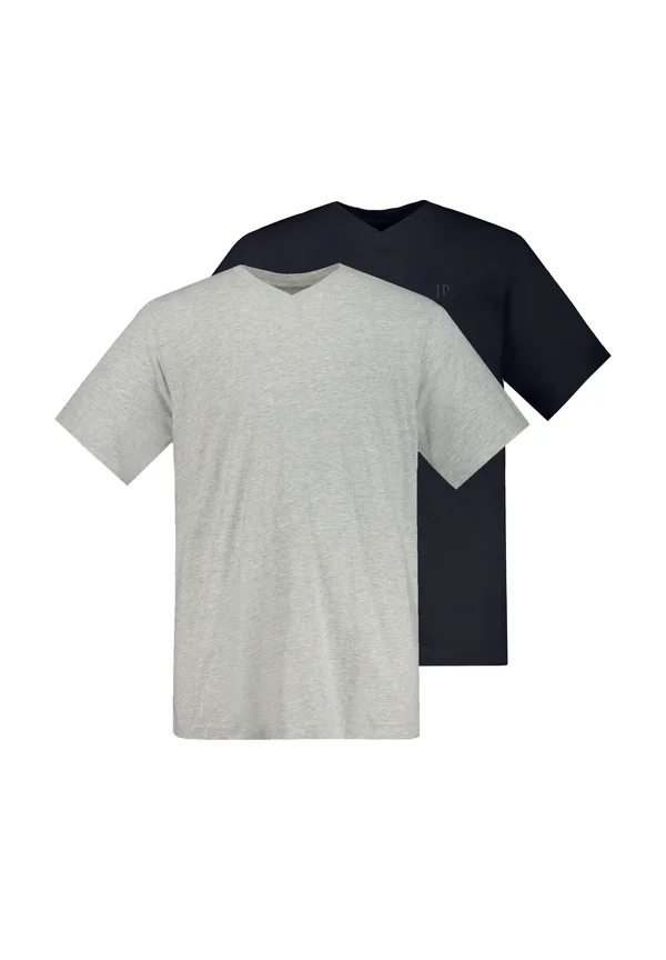 T-SHIRT 2ER PACK V-AUSSCHNIT HALBARM  - Basic T-shirt - lichtgrijs-mêlee