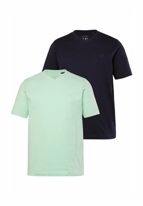 T-SHIRT 2ER PACK V-AUSSCHNIT HALBARM  - Basic T-shirt - light turquiose