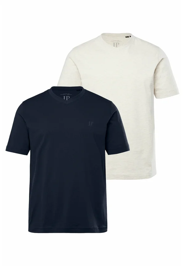 T-SHIRT 2ER PACK V-AUSSCHNIT HALBARM  - Basic T-shirt - nature melange