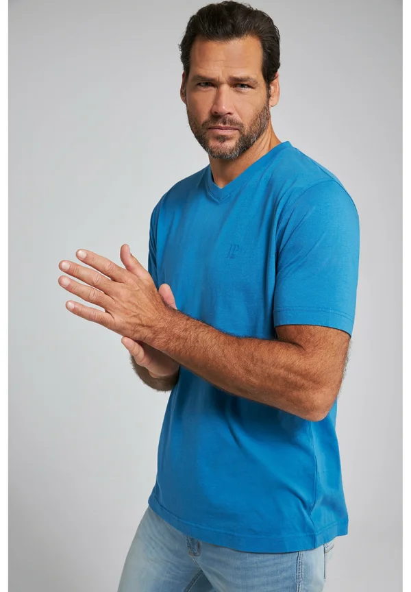 T-SHIRT 2ER PACK V-AUSSCHNIT HALBARM  - Basic T-shirt - stahlblau, navy