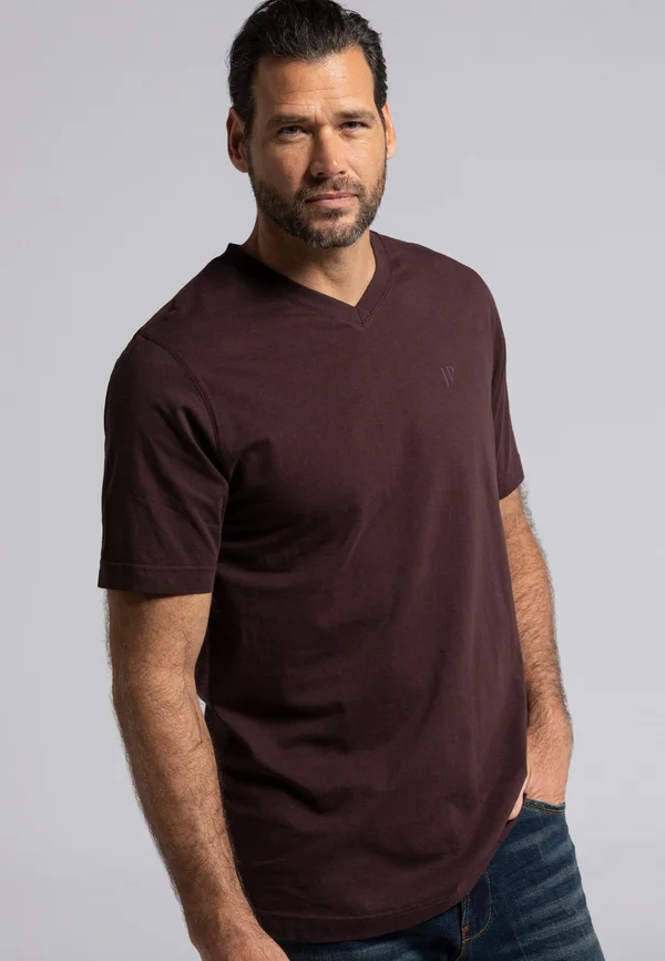 T-SHIRT 2ER PACK V-AUSSCHNIT HALBARM  - Basic T-shirt - wijnrood