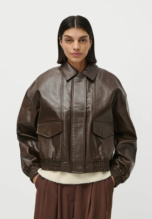 TAIRA - Faux leather jacket - brown