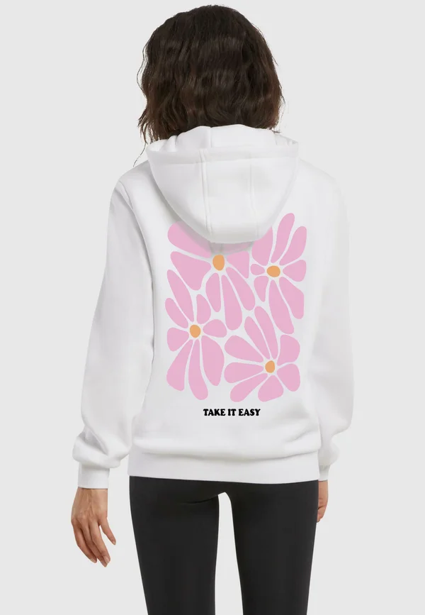 TAKE IT EASY FLOWERS - Hoodie - white