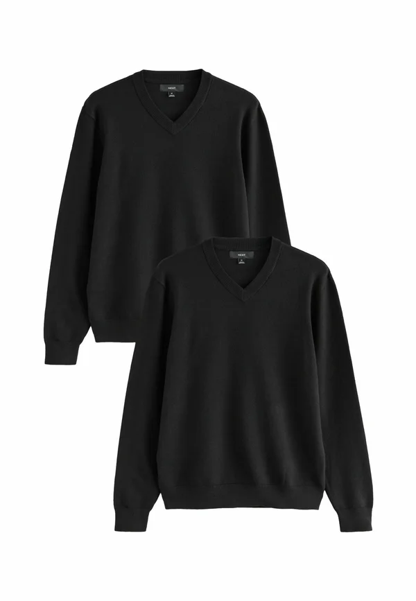 TALL FIT - REGULAR FIT V-NECK 2 PACK  . - Jumper - black