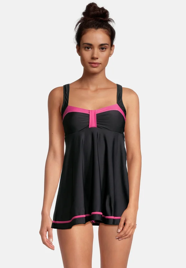 TANKINI ZIGZAG SET - Bikini - schwarz-pink