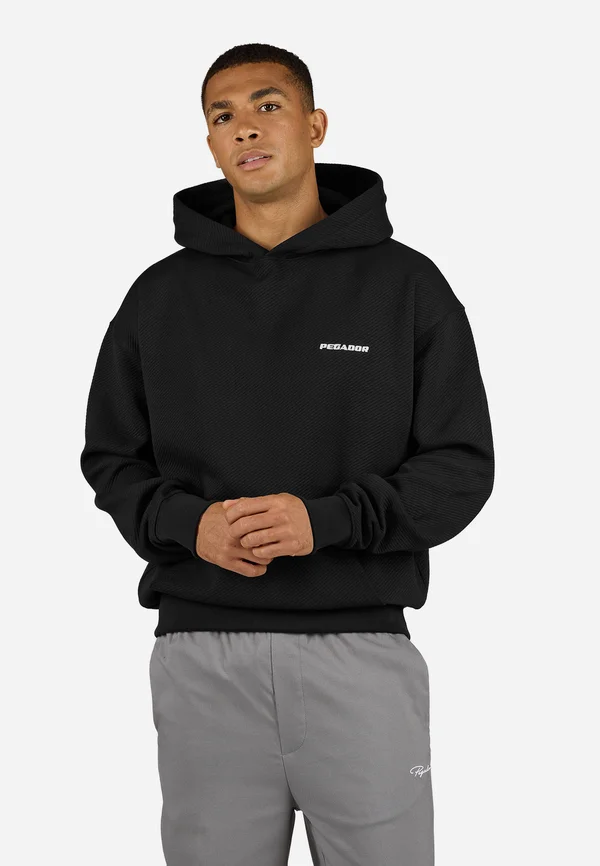 TATE STRUCTURED HOODIE - Hoodie - washed black/white