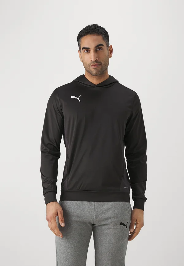 TEAMGOAL TRAINING HOODY - Long sleeved top - black/white/flat dark gray