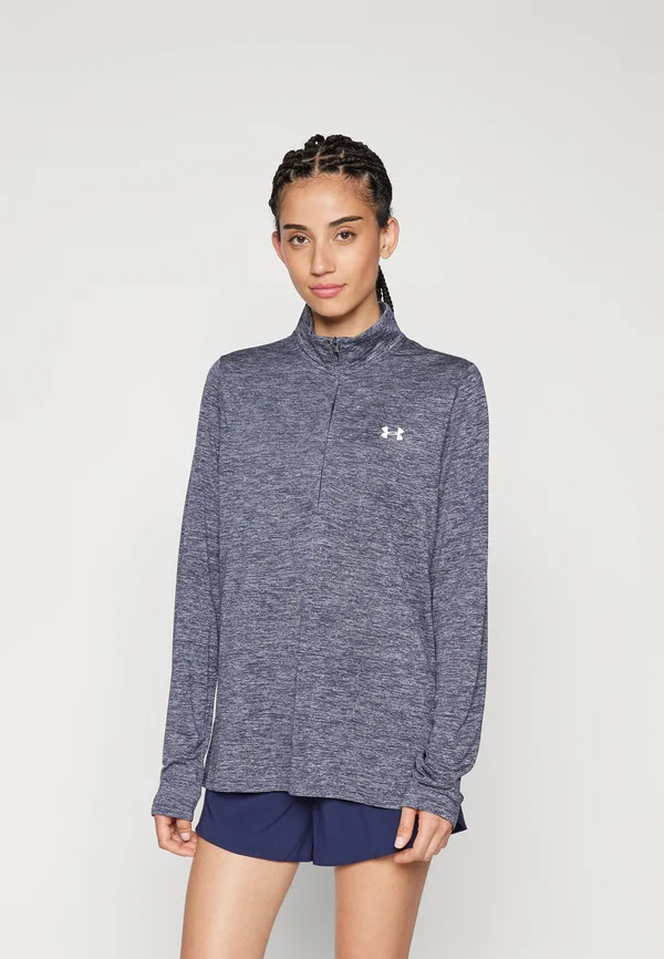 TECH TWIST - Long sleeved top - midnight navy/white