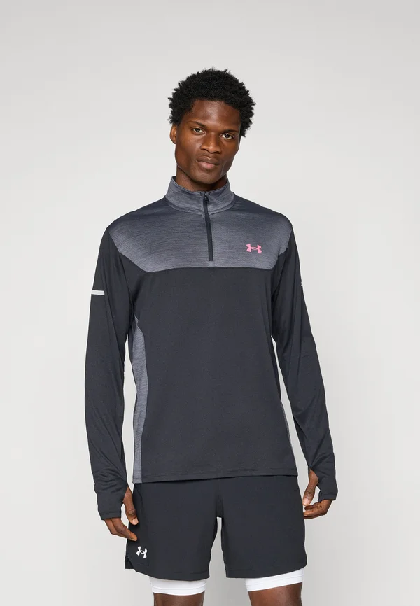 TECH UTILITY 1/4 ZIP - Long sleeved top - black/super pink
