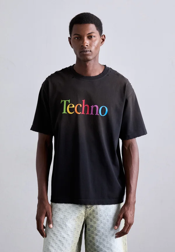 TECHNO - Print T-shirt - black