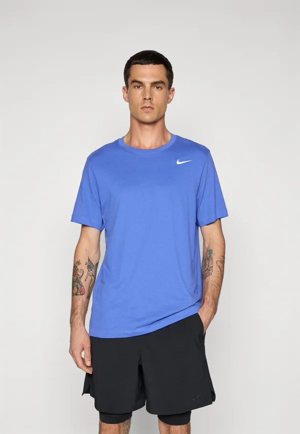 TEE CREW SOLID - Sports T-shirt - comet blue/white