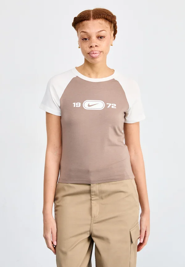 TEE - Print T-shirt - sail/mink brown