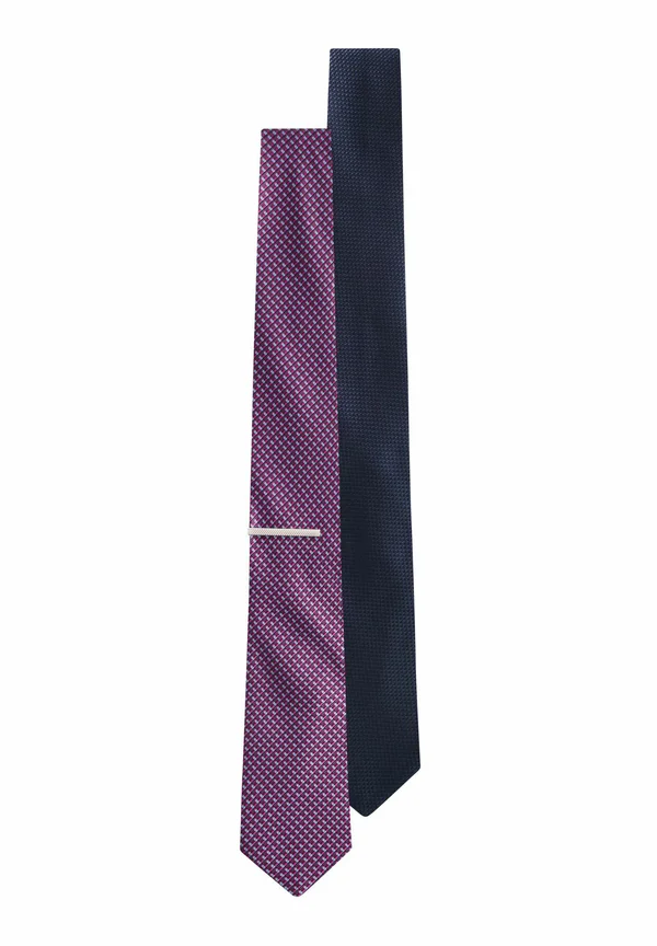 TEXTURED AND CLIPS 2 PACK - Tie - navy red
