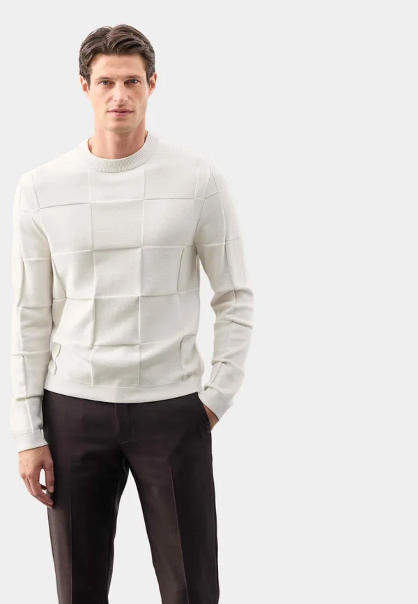 TEXTURED CREW NECK - Jumper - light natural