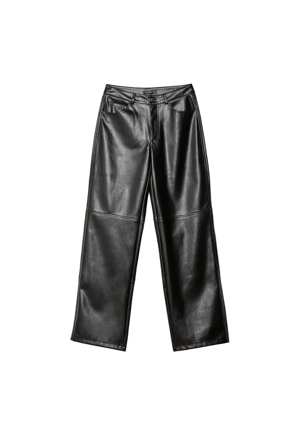 TEXTURED EFFECT   - Trousers - black
