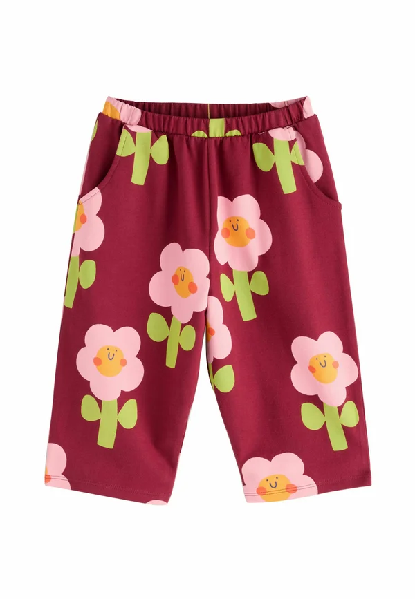 TEXTURED PODGY - Trousers - burgundy red flower