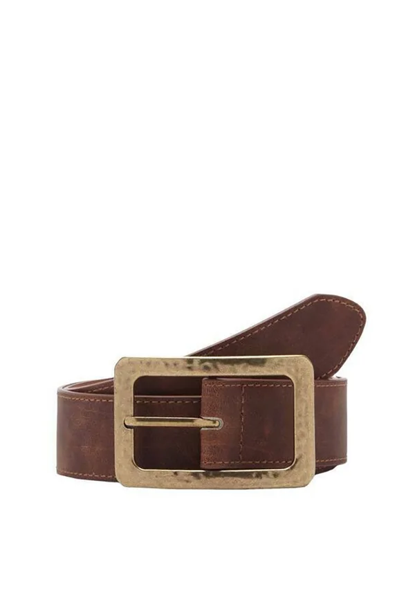 TEXTURED SQUARE BUCKLE - Belt - brown