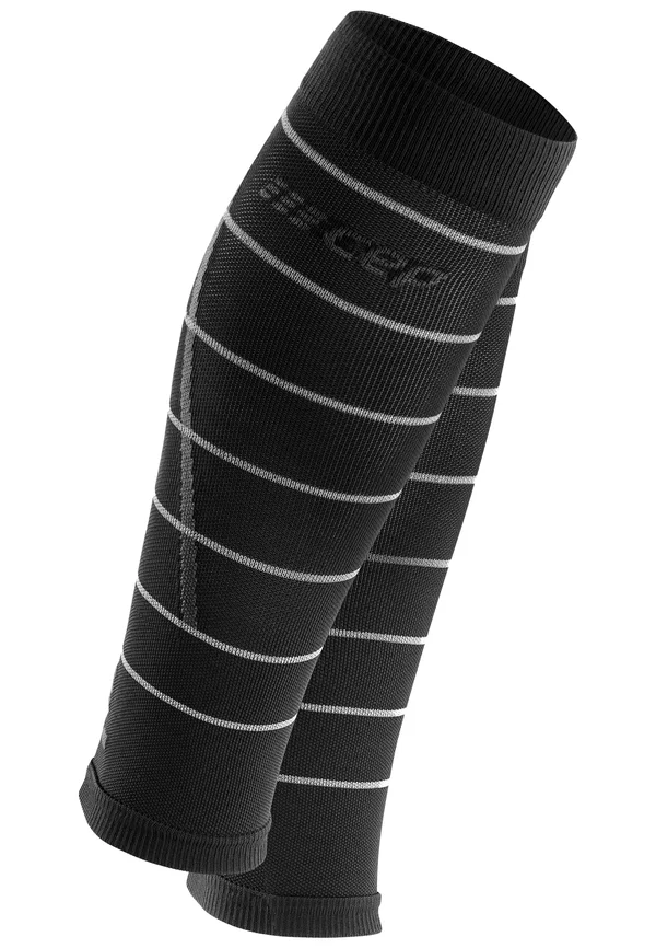 THE RUN COMPRESSION REFLECTIVE CALF SLEEVES MEN - MADE IN GERMANY - Leg sleeves - black
