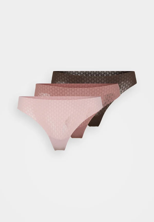 THONG NO SHOW SOLID 3 PACK - Thong - tourmaline pink/maroon mist/kona brown